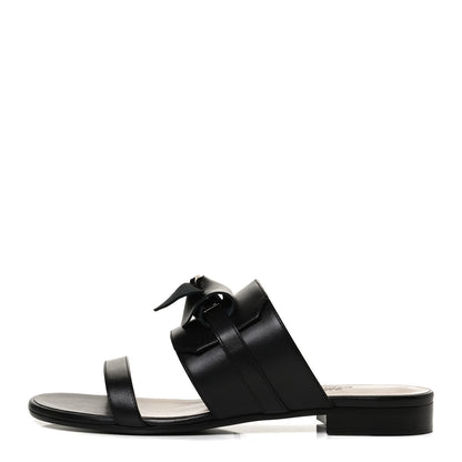 Hermes Calfskin Avenue Sandals 38 Black 1 of 9