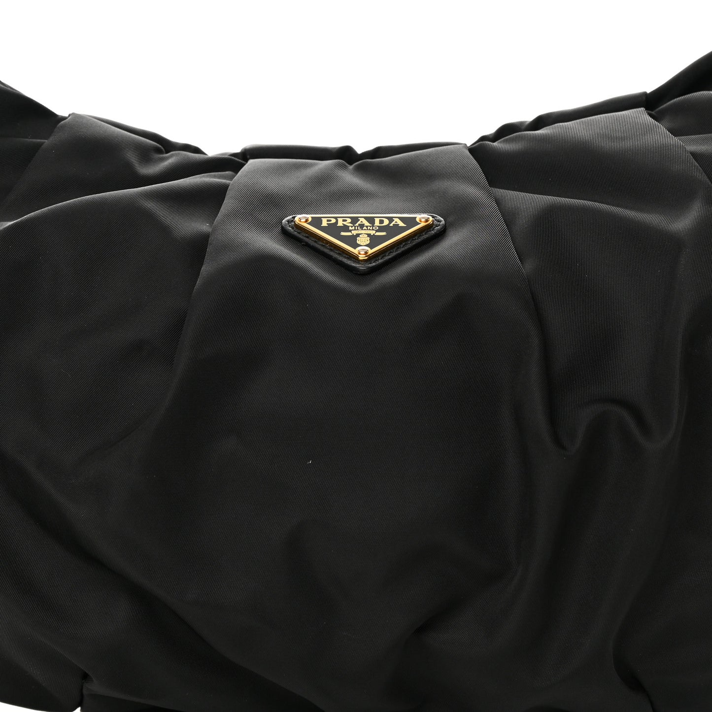 Tessuto Nylon Pleated Shoulder Bag Black