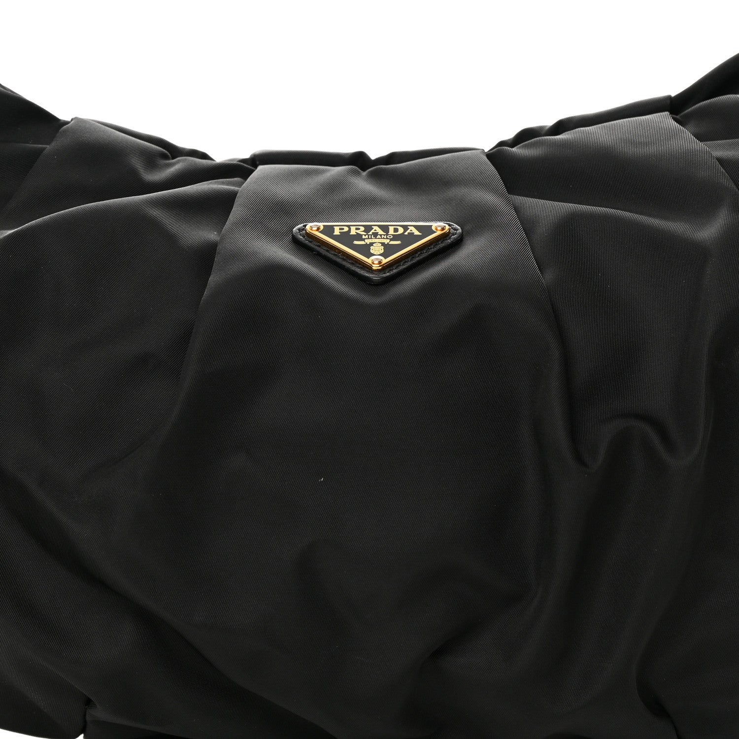 Prada Tessuto Nylon Pleated Shoulder Bag Black 9 of 17