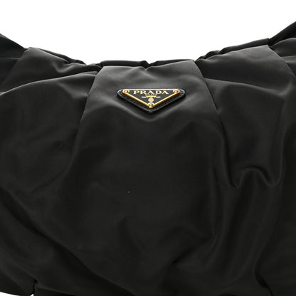 Prada Tessuto Nylon Pleated Shoulder Bag Black 9 of 17