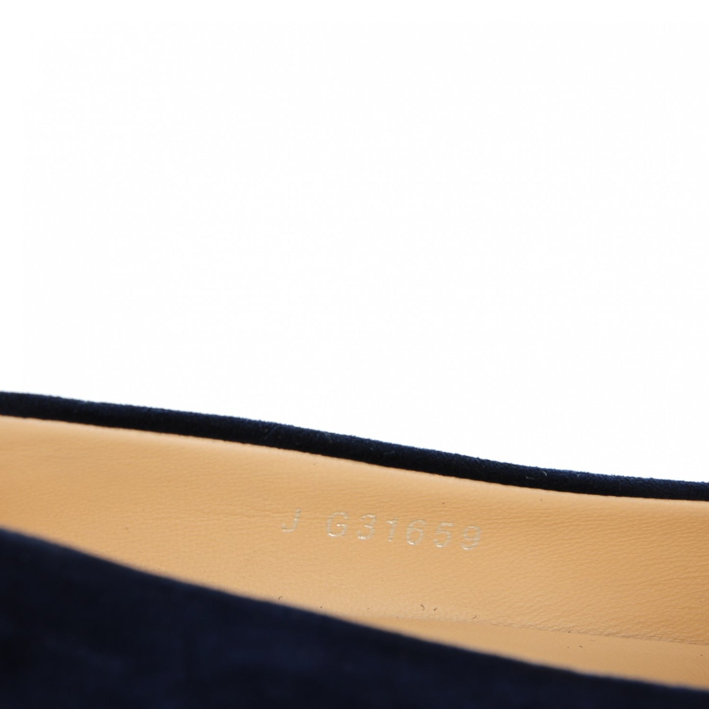 Suede Goatskin Cap Toe Low Heel Pumps 36 Navy