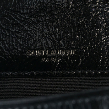 Saint Laurent Crinkled Lambskin Matelasse Monogram Baby Niki Chain Satchel Black 7 of 9