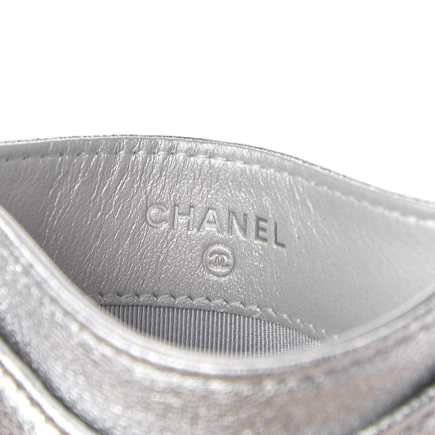 Chanel Metallic Lambskin Quilted Card Holder Silver 6 of 9