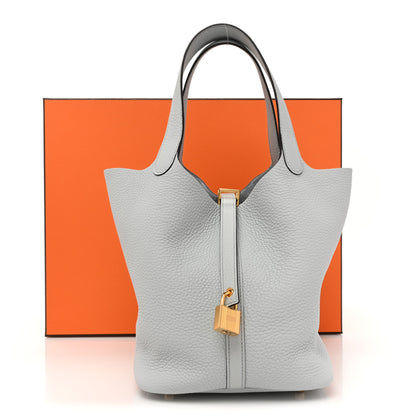 Hermes Taurillon Clemence Picotin Lock 22 MM Bleu Pale 10 of 10