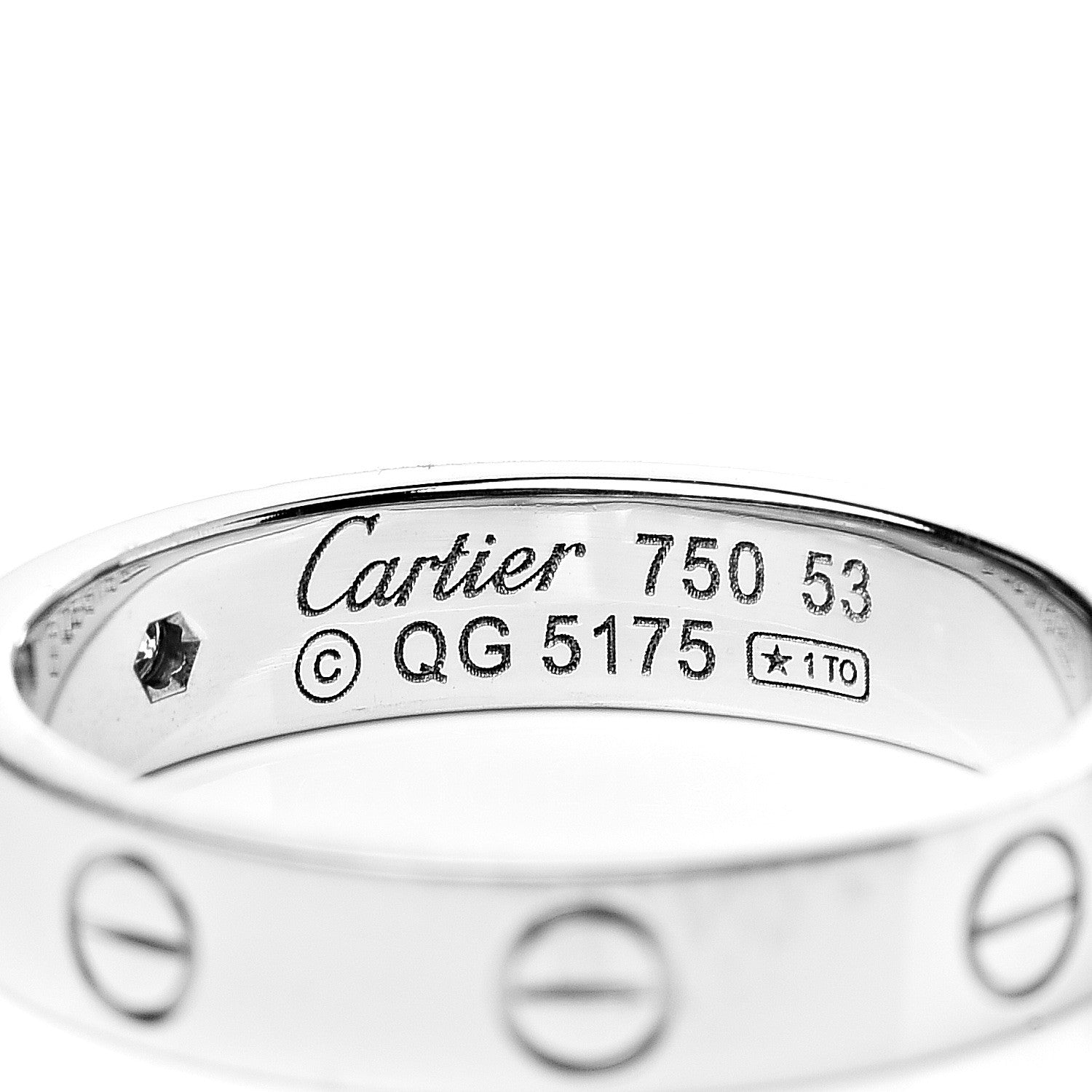 Cartier 18K White Gold Diamond 4mm LOVE Wedding Band Ring 53 6.25 4 of 6