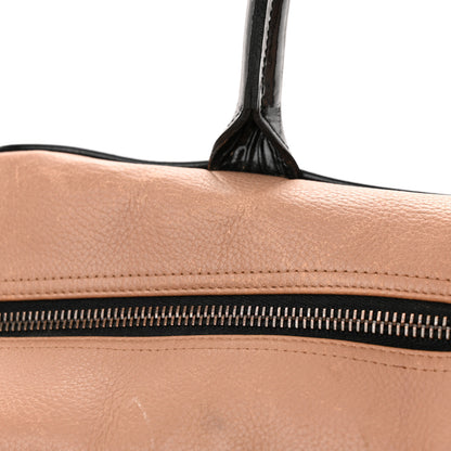 Chanel Calfskin Quilted Large Bowler Beige Black 16 of 19
