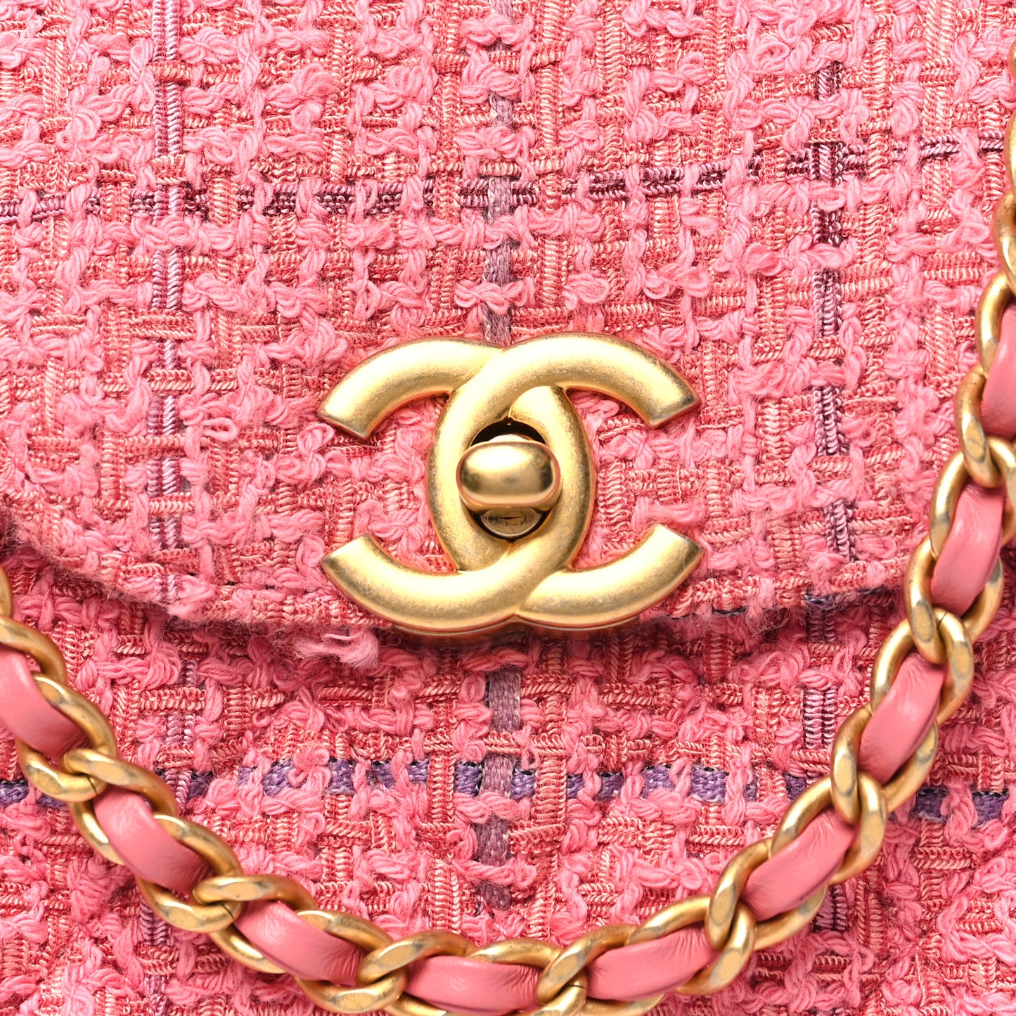 Tweed Quilted Nano Kelly Shopper Pink