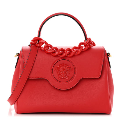 Versace Calfskin Medium La Medusa Top Handle Handbag Red 1 of 9