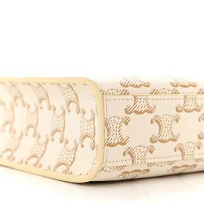 Celine Triomphe Canvas Calfskin Mini Vertical Cabas White 7 of 8