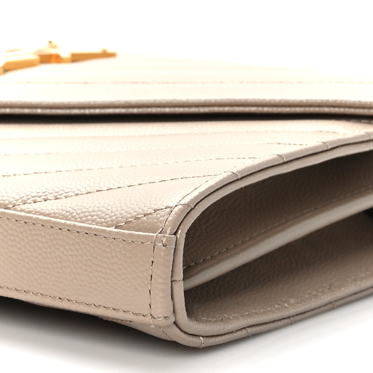 Grain De Poudre Matelasse Chevron Monogram Chain Wallet Nude Powder