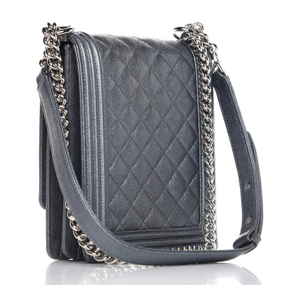 Chanel Iridescent Caviar Quilted North South Boy Flap Grey 3 of 9