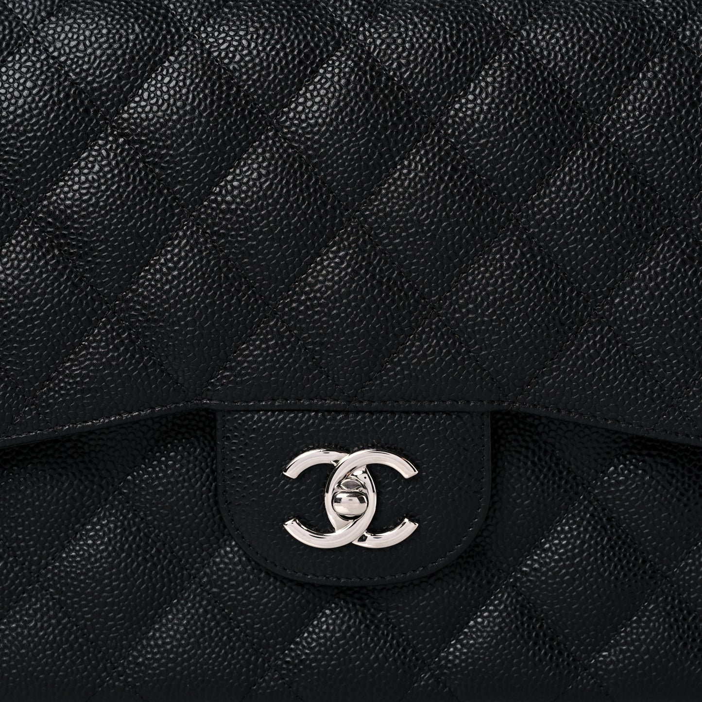 Caviar Quilted Jumbo Double Flap Black