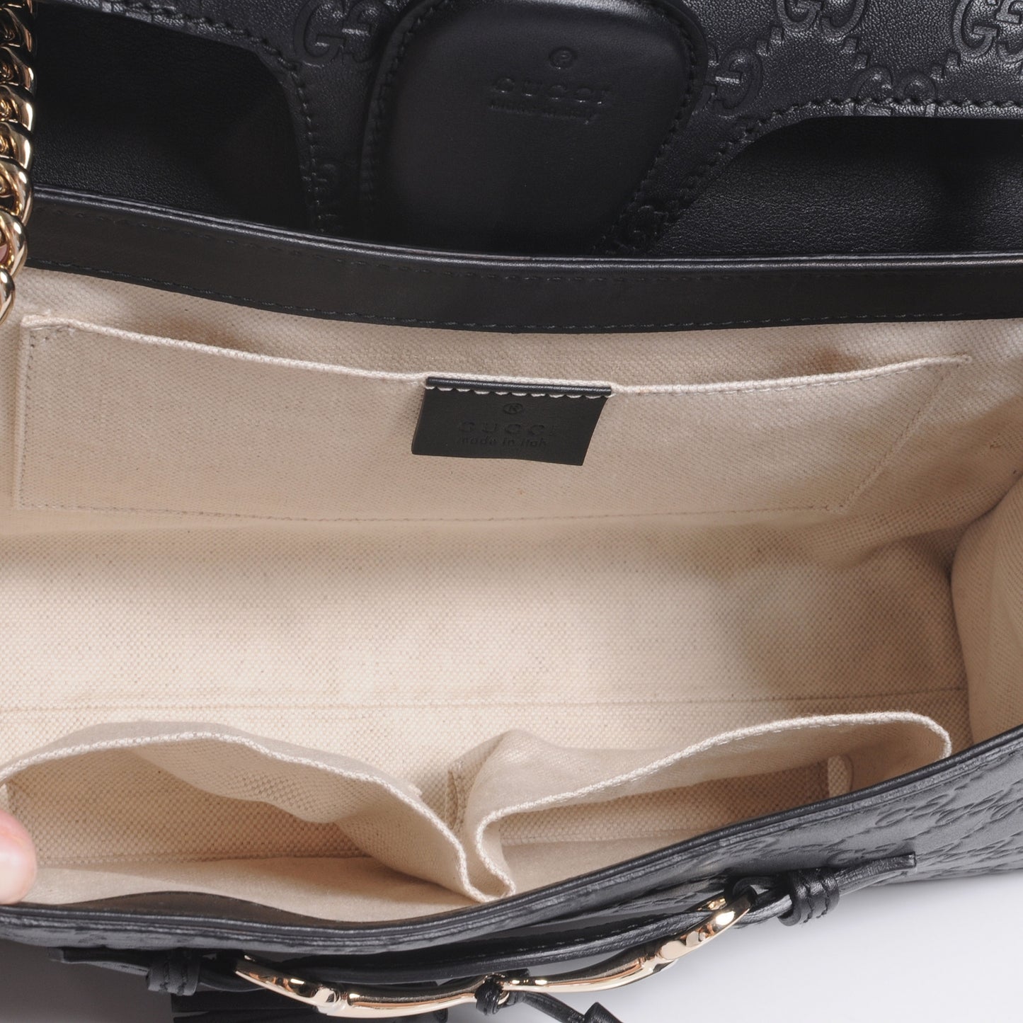 Guccissima Medium Emily Chain Shoulder Bag Black