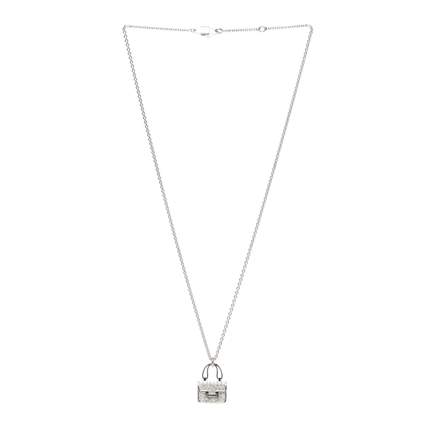 18K White Gold Diamond Constance Amulettes Pendant Necklace