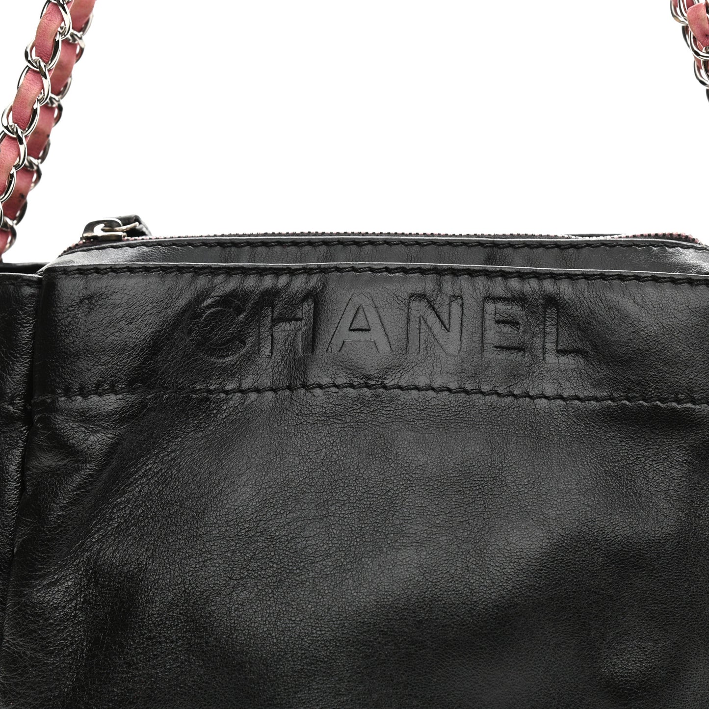 Lambskin Lax Accordion Hobo Black Pink