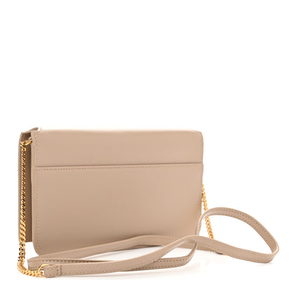 Saint Laurent Smooth Calfskin Monogram Phone Holder Crossbody Dark Beige 3 of 12
