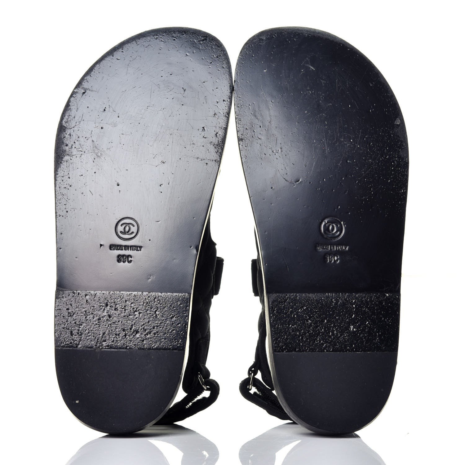 Chanel Fabric Velcro Dad Sandals 39 Black 5 of 8