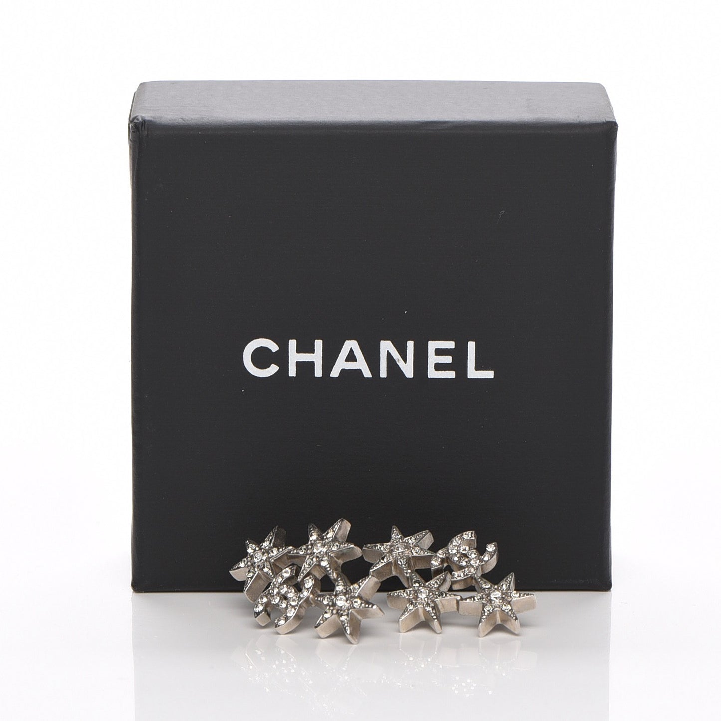 Crystal CC Star Earrings Silver