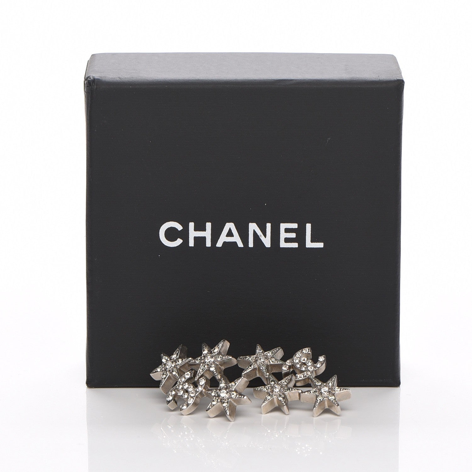 Chanel Crystal CC Star Earrings Silver 5 of 5