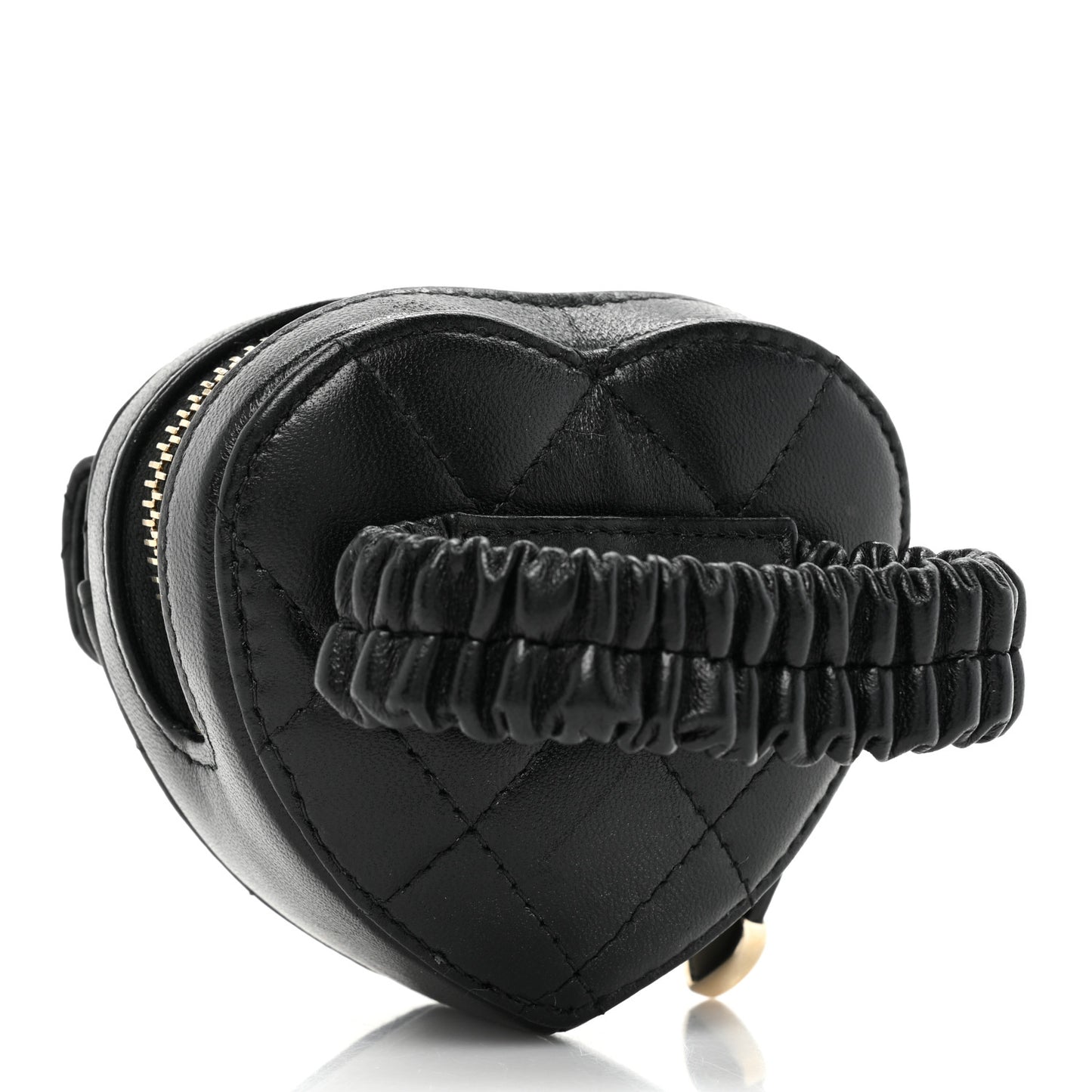Lambskin Quilted CC In Love Heart Zipped Arm Coin Purse Black