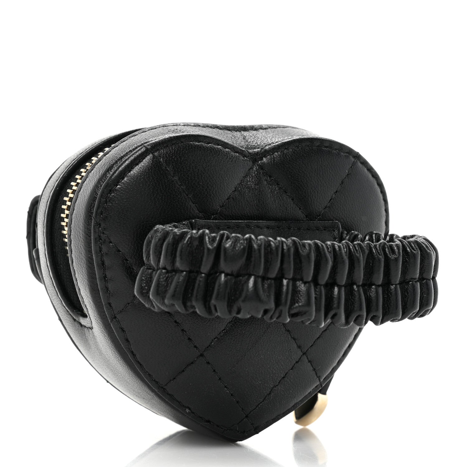 Chanel Lambskin Quilted CC In Love Heart Zipped Arm Coin Purse Black 2 of 9