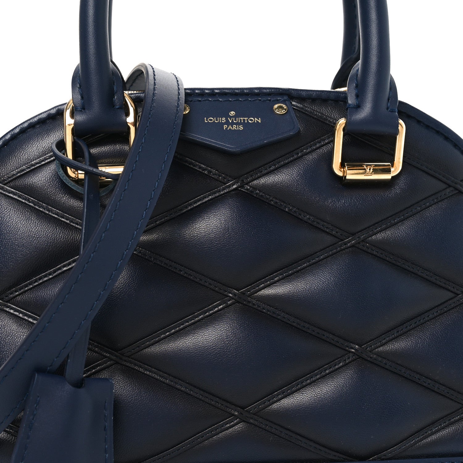 Louis Vuitton Lambskin Malletage Alma BB Navy Blue 7 of 9