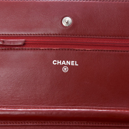 Chanel Lambskin Quilted Wallet On Chain WOC Red 8 of 13