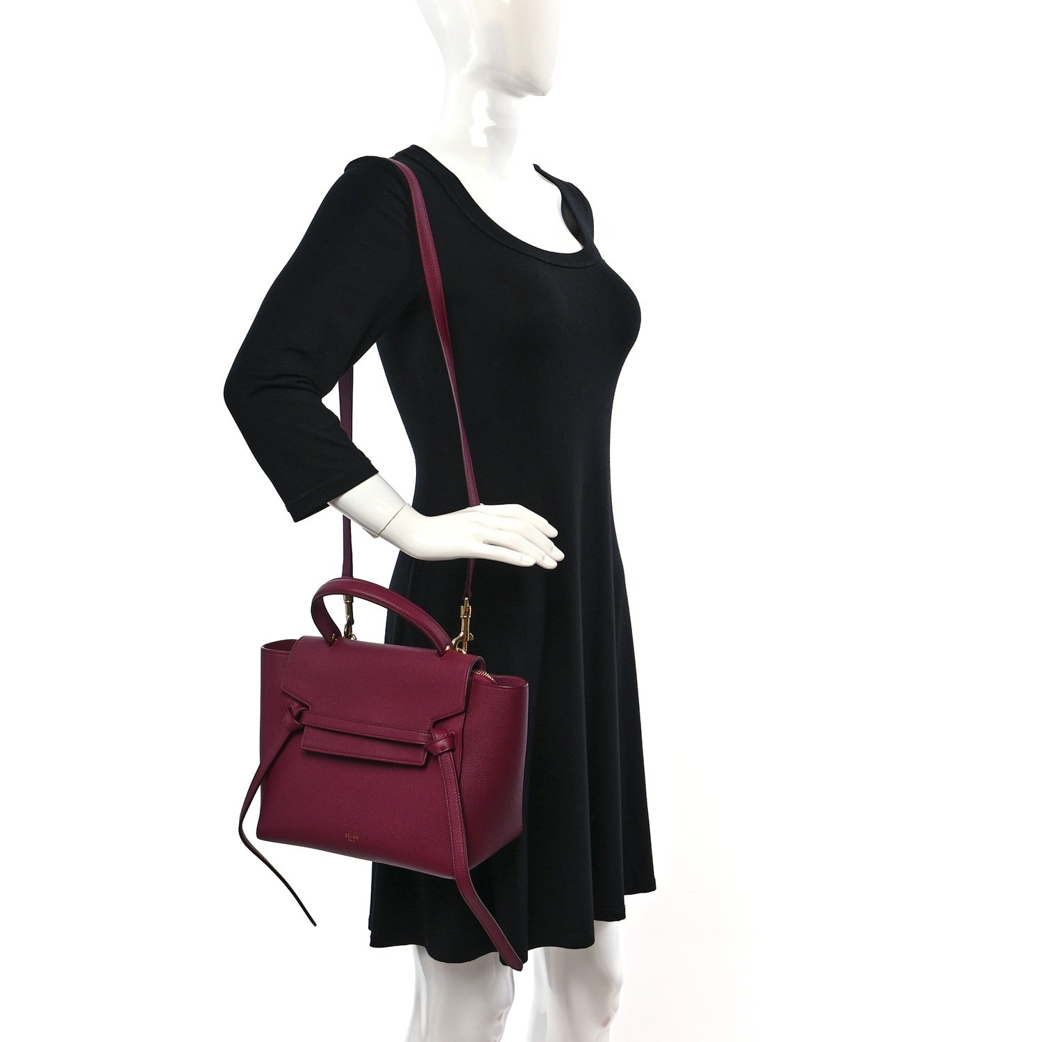 Celine Grained Calfskin Micro Belt Bag Plum 2 of 9
