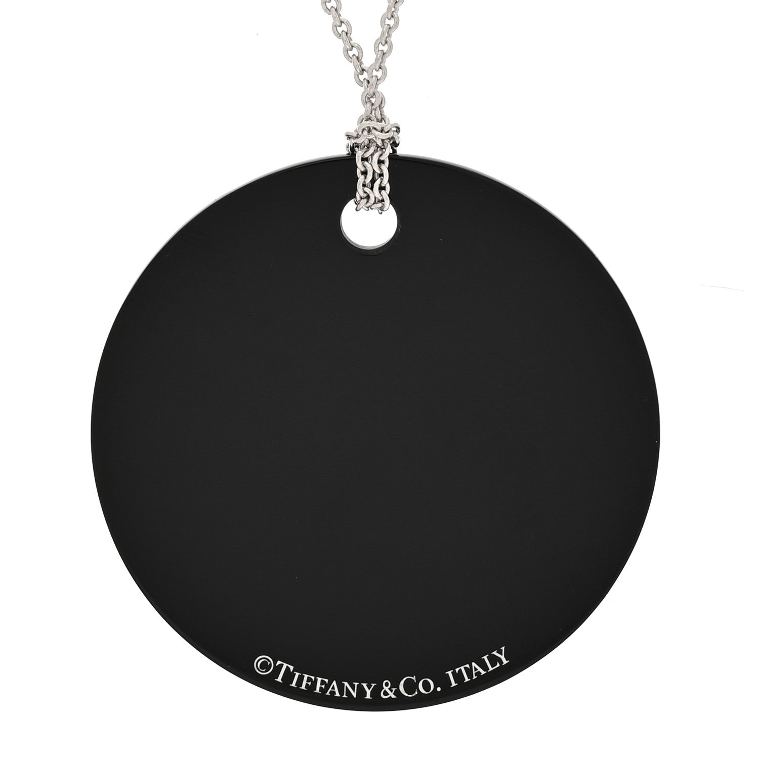 Tiffany Sterling Silver Black Bone China Notes Round Pendant Necklace 4 of 6