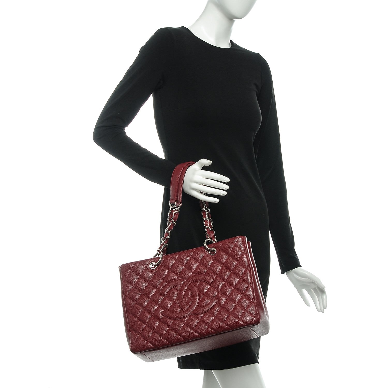 Chanel Caviar Quilted Grand Shopping Tote GST Red 2 of 7