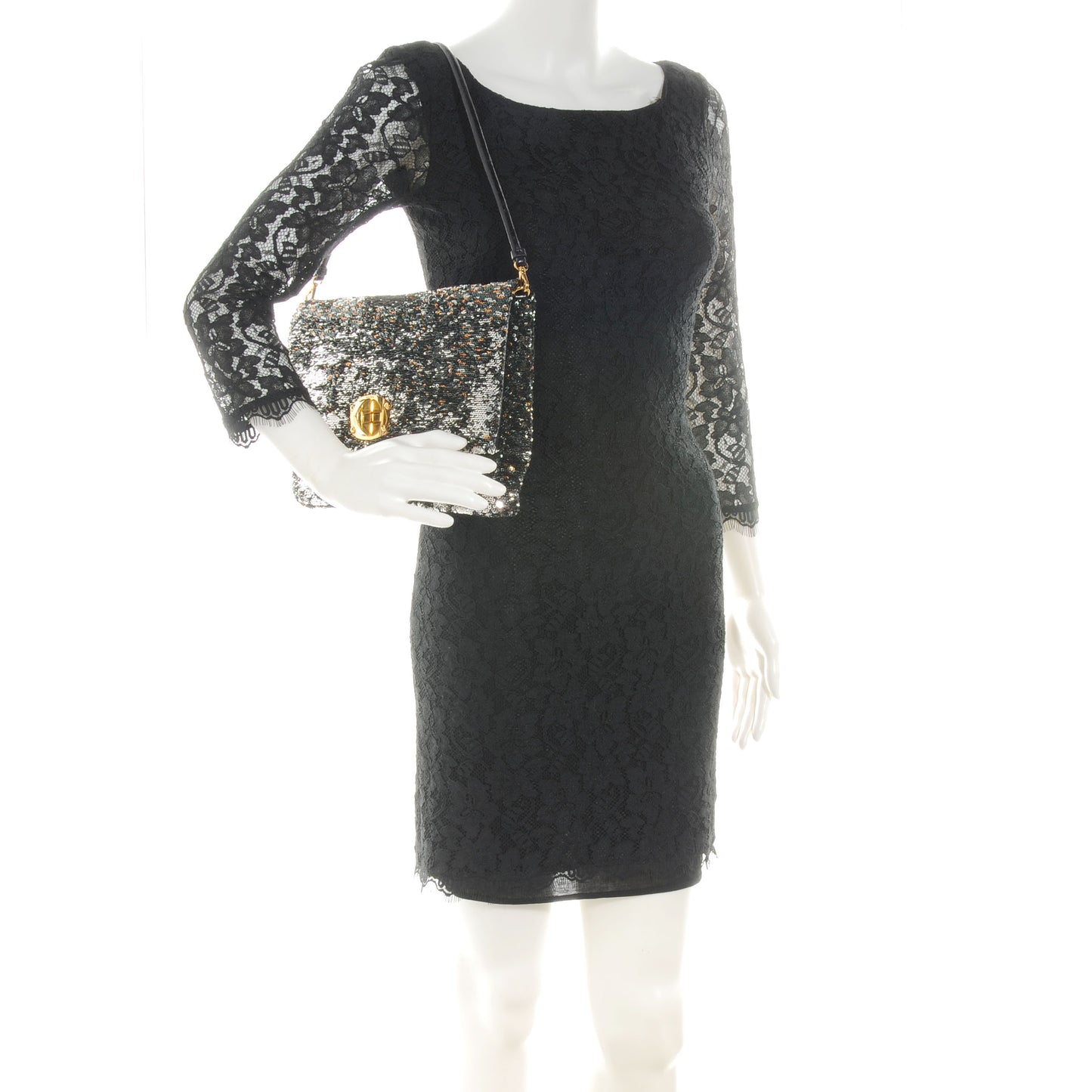 Oversized Sequined Clutch Black
