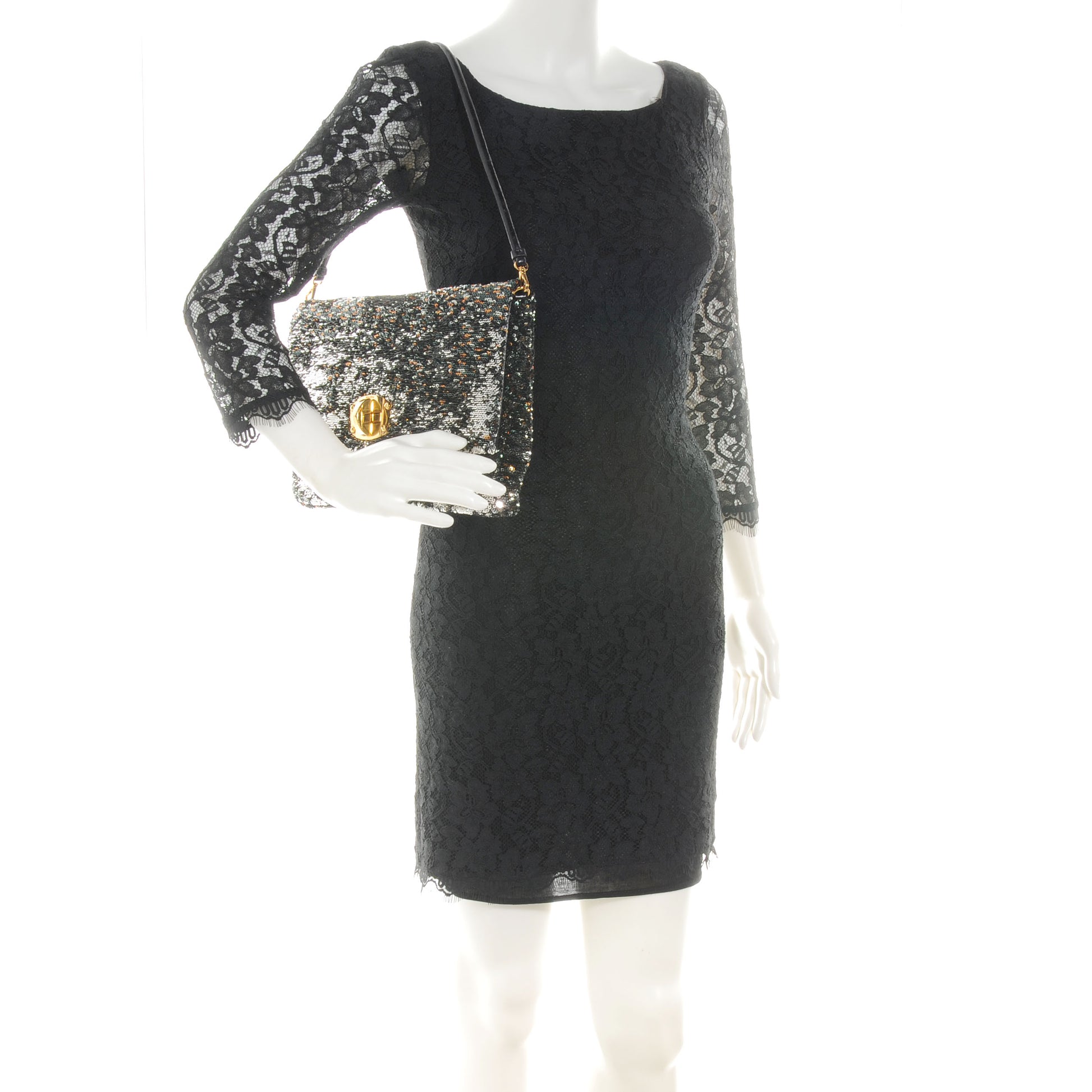 Miu Miu Oversized Sequined Clutch Black 2 of 8