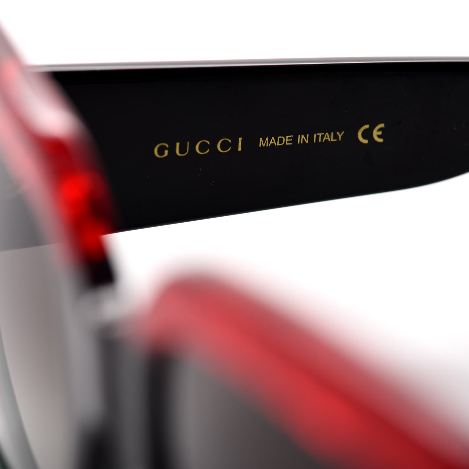 Gucci Acetate Square Frame Sunglasses GG0083S Glitter Red Black Green 6 of 8