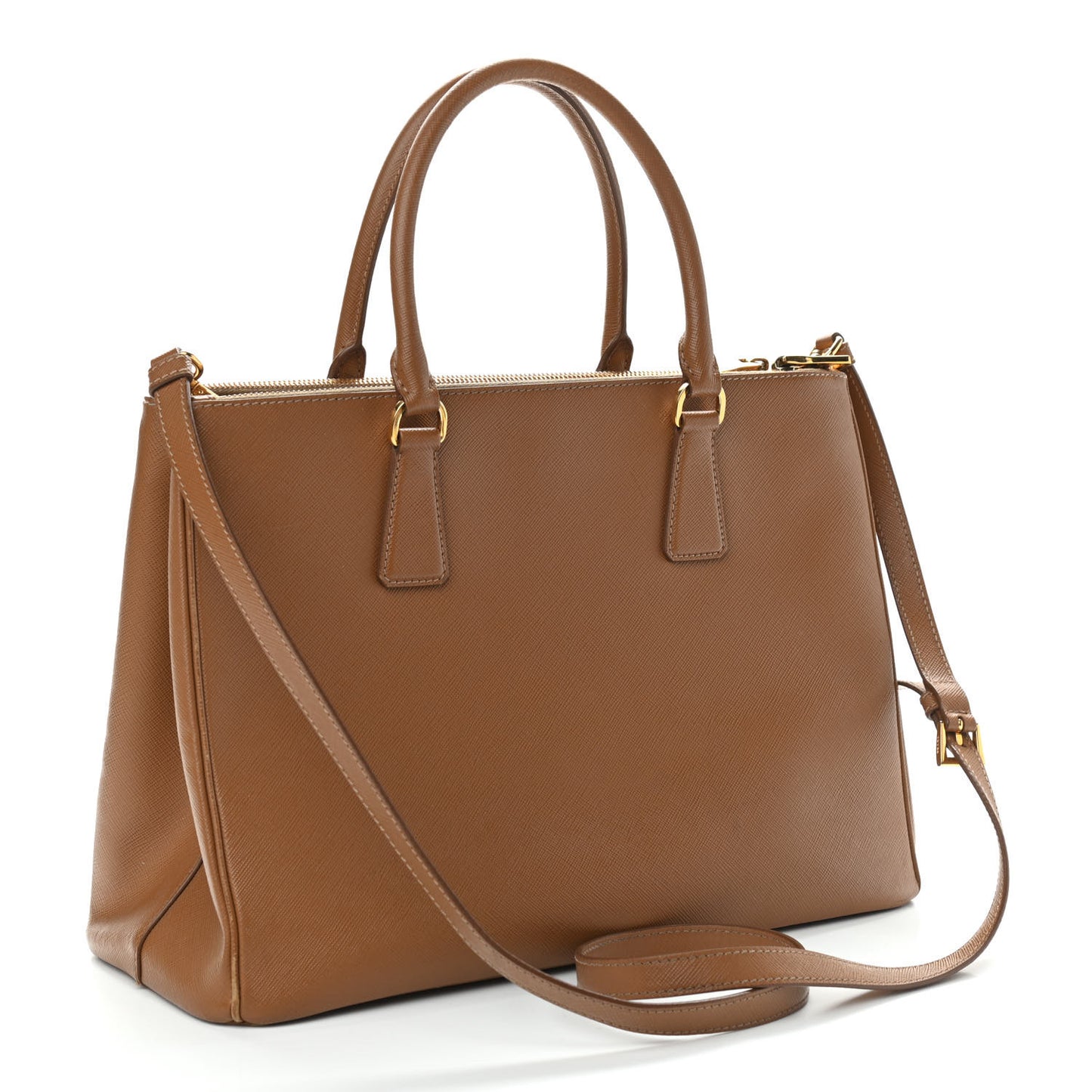 Saffiano Medium Galleria Double Zip Tote Caramel