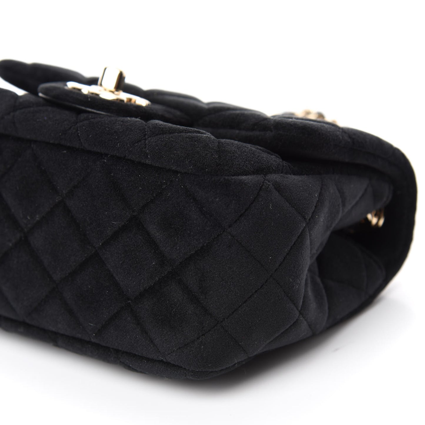 Velvet Quilted Mini Pearl Crush Flap Black