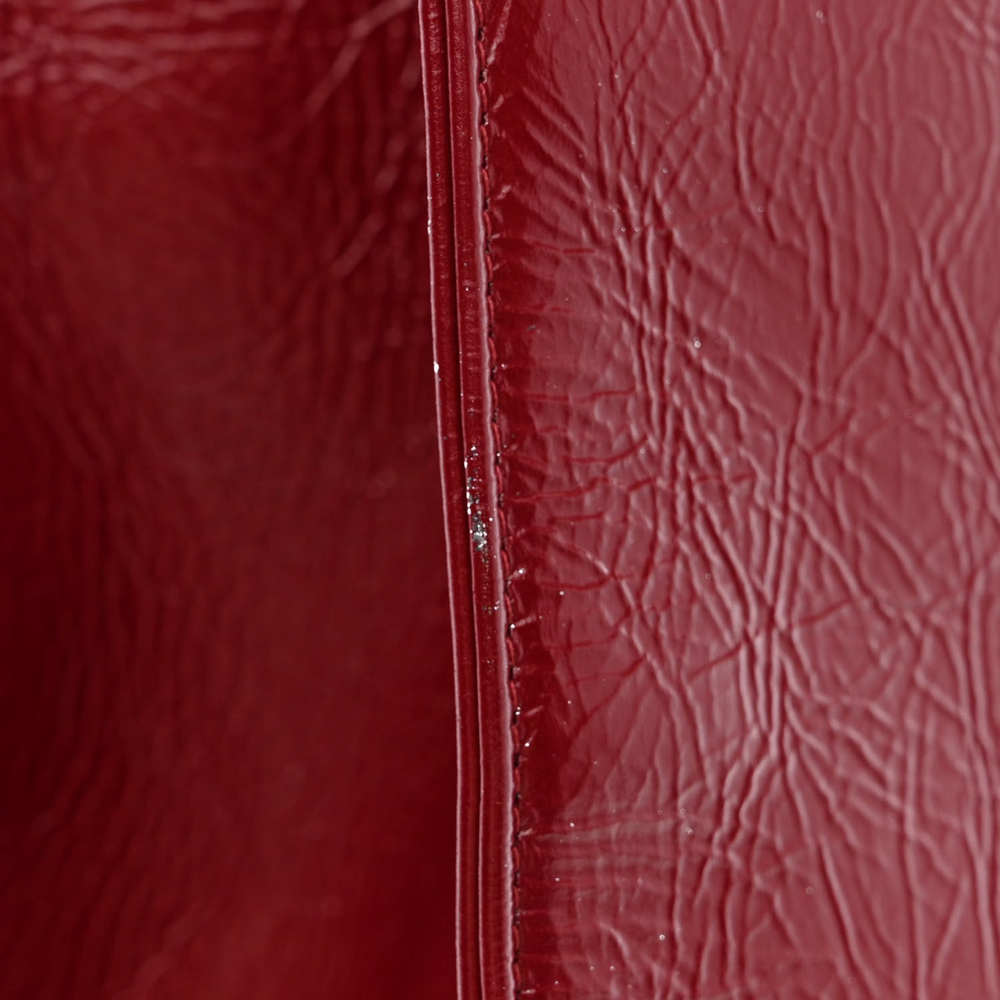 Shiny Aged Calfskin Shopping Bag Red