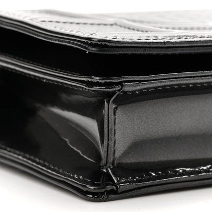 Christian Dior Metallic Patent Micro-Cannage Diorama Wallet on Chain Pouch Black 8 of 9