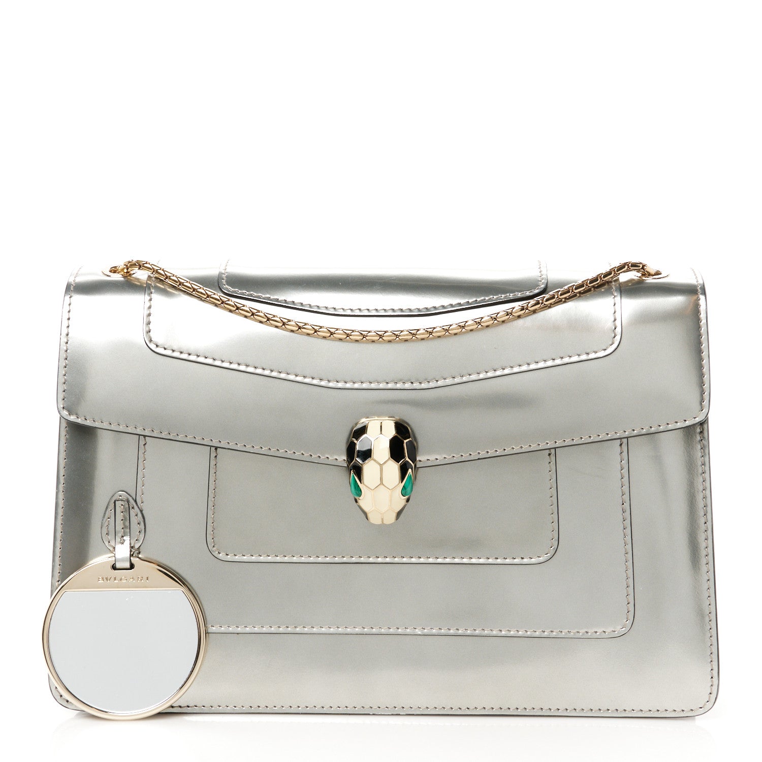 Bulgari Metallic Calfskin Serpenti Forever Crossbody Bag Silver 3 of 14