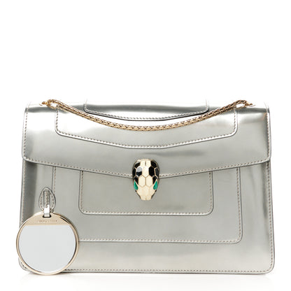 Bulgari Metallic Calfskin Serpenti Forever Crossbody Bag Silver 3 of 14