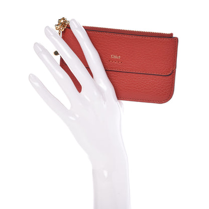 Chloe Grained Calfskin Drew Card Holder Earthy Red 2 of 8