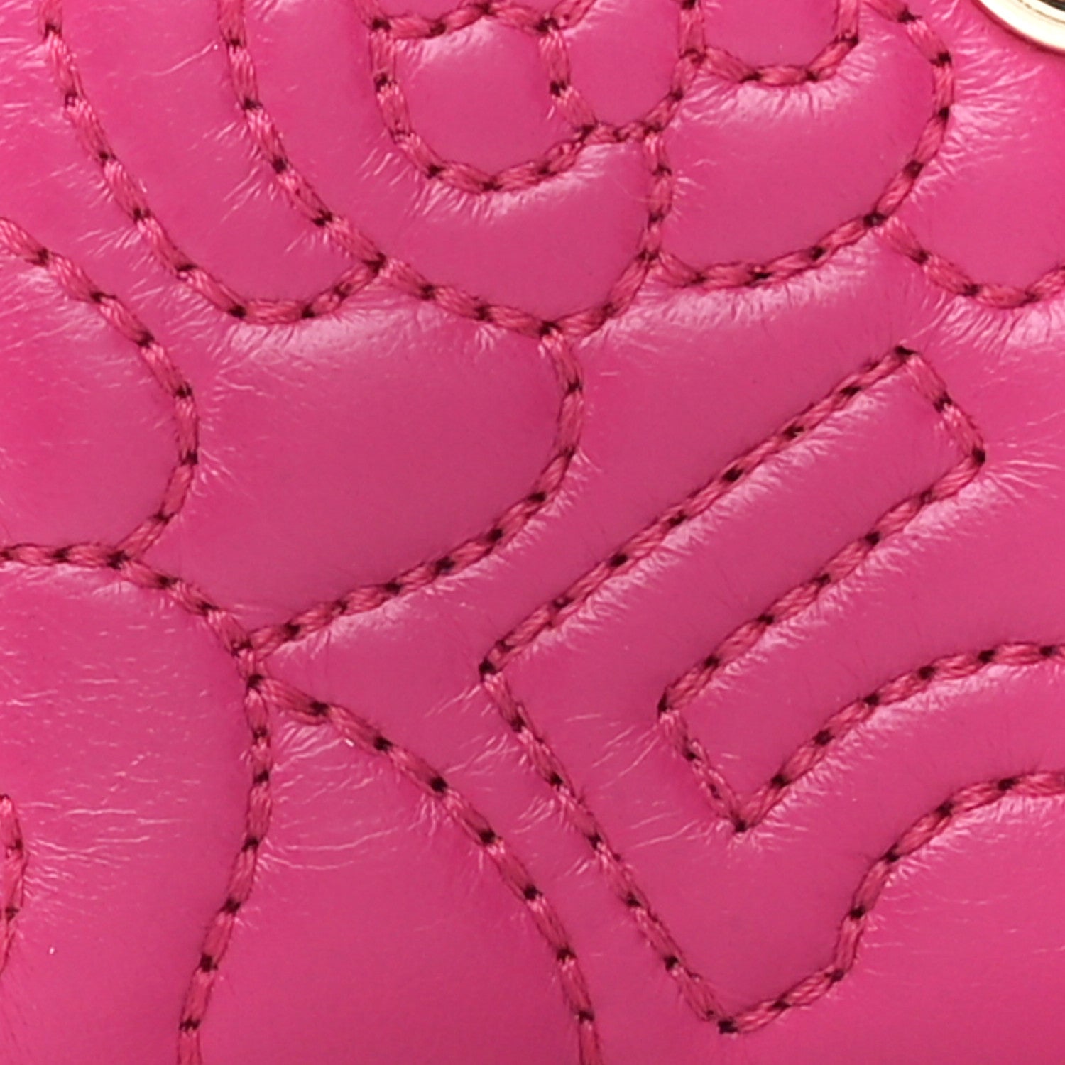 Chanel Lambskin Camellia Embossed Zip Coin Purse Fuchsia 8 of 10
