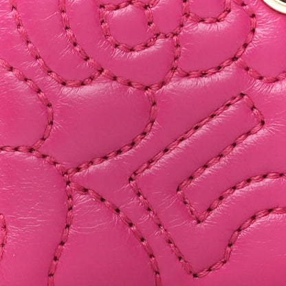 Chanel Lambskin Camellia Embossed Zip Coin Purse Fuchsia 8 of 10