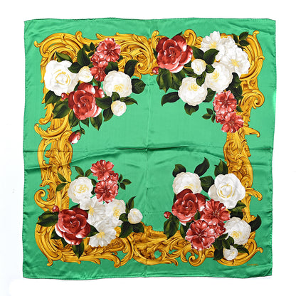 Chanel Silk Flower Square Scarf Green 1 of 10