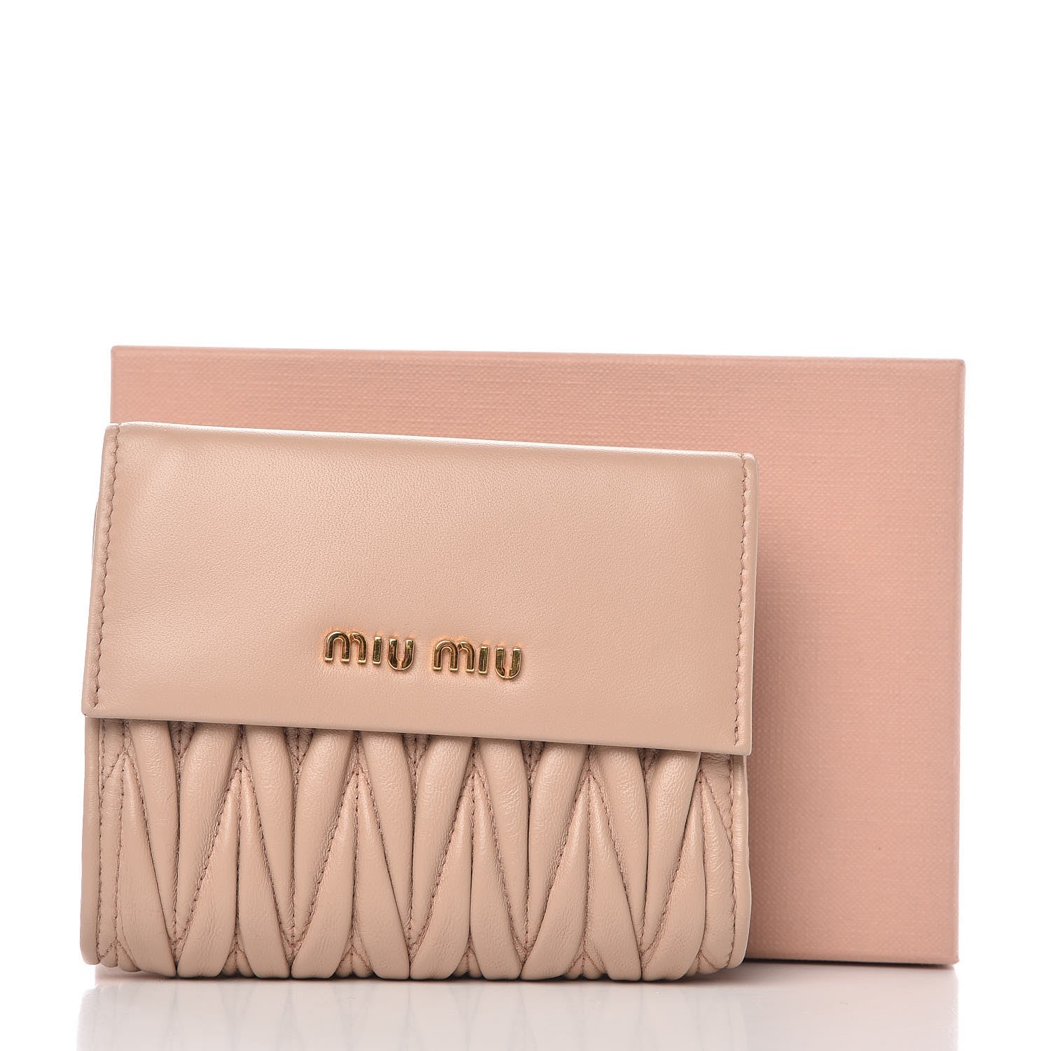 Miu Miu Nappa Matelasse Flap Wallet Cammeo 8 of 8