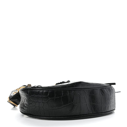 Balenciaga Extra Supple Calfskin Crocodile Embossed Le Cagole Shoulder Bag XS Black 4 of 11