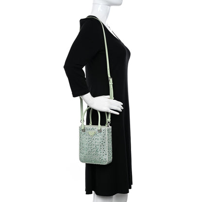 Prada Satin Crystal Metal Triangle Logo Small Double Handle Crossbody Tote Acqua 2 of 10