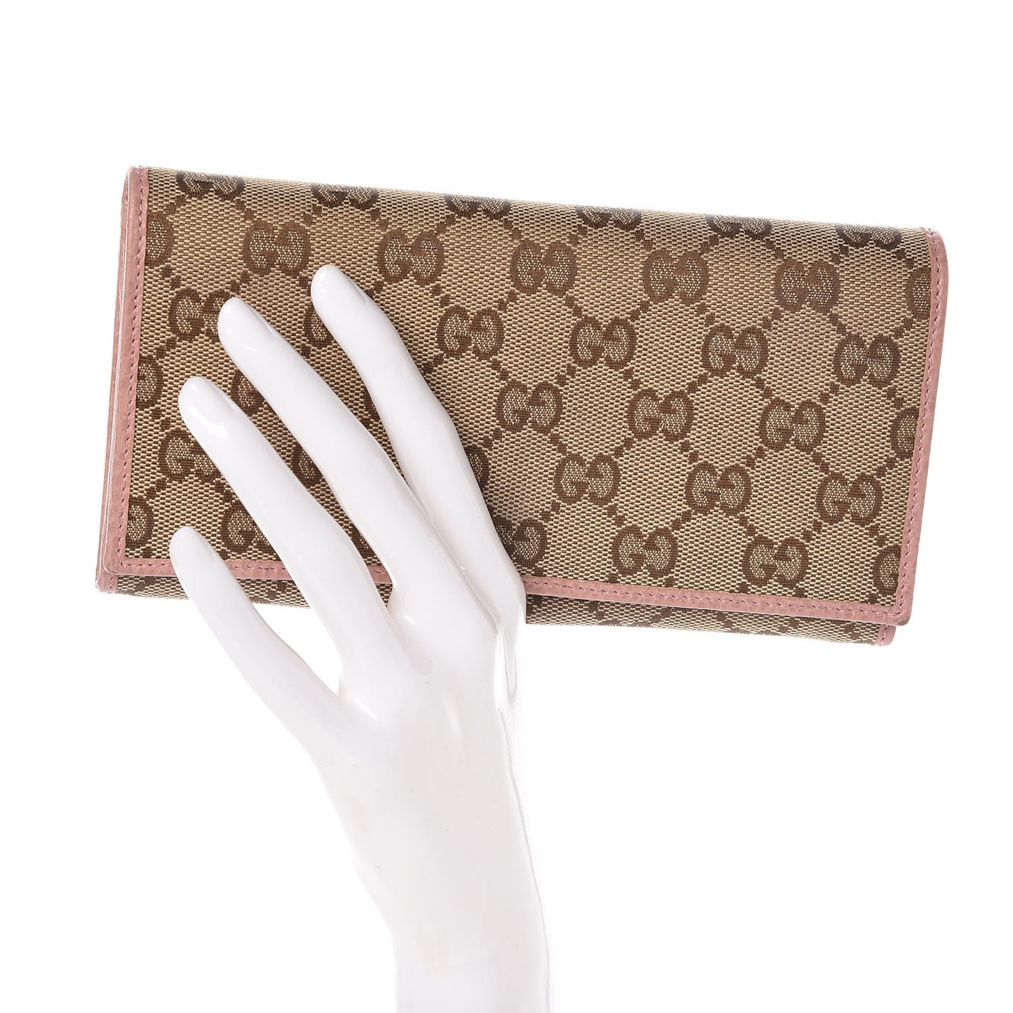 Monogram Dollar Calfskin Continental Flap Wallet Beige Ebony Soft Pink