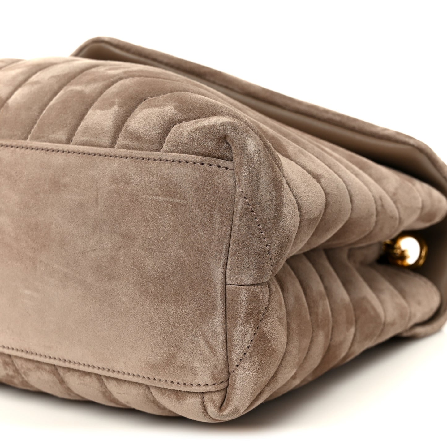 Suede Y Quilted Monogram Medium Loulou Chain Satchel Taupe