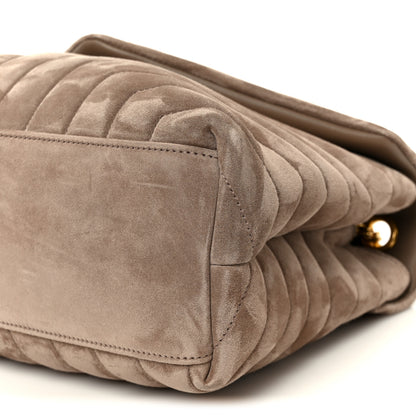 Saint Laurent Suede Y Quilted Monogram Medium Loulou Chain Satchel Taupe 11 of 11