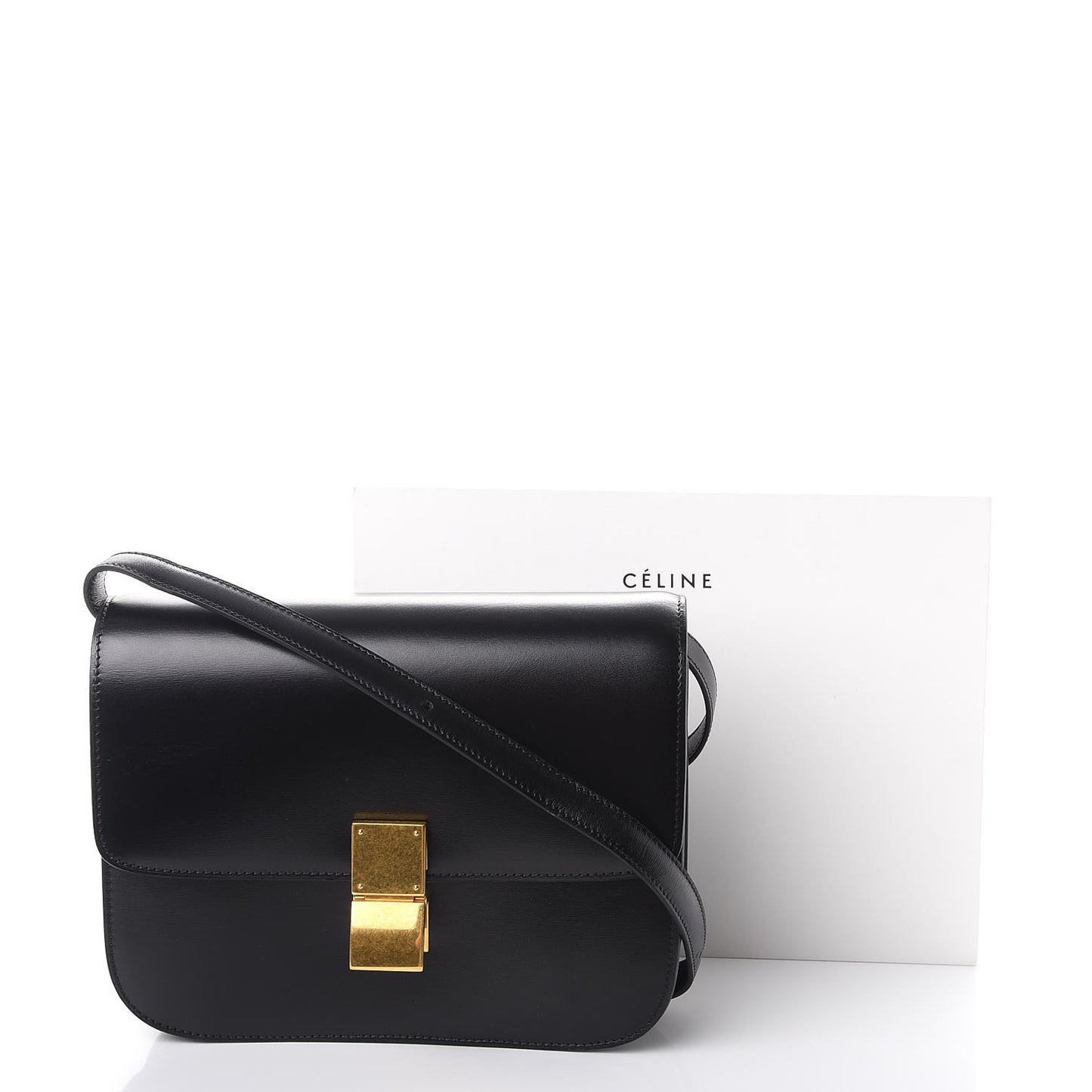 Box Calfskin Medium Classic Box Flap Bag Black